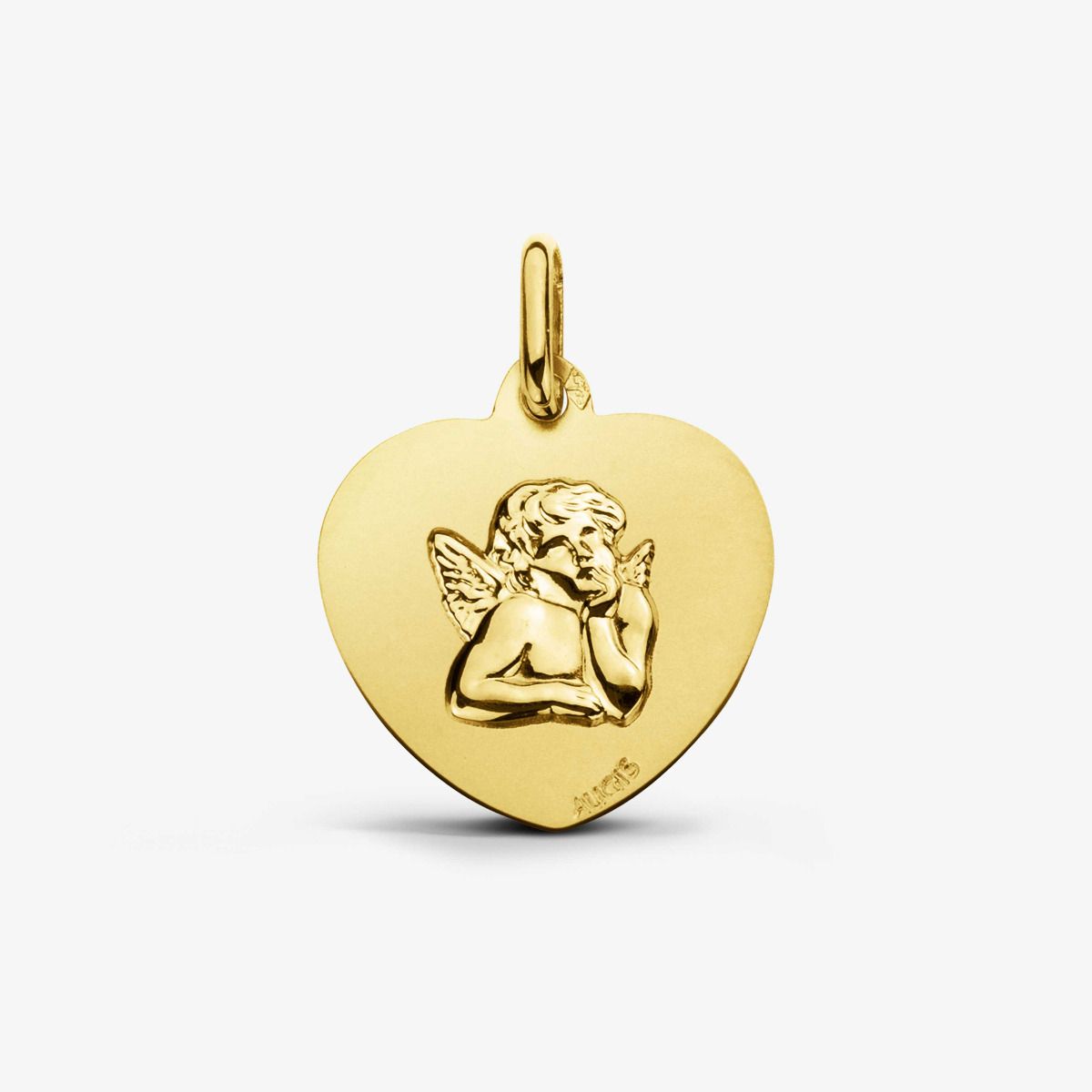 Médaille Cœur Ange de Raphael Or Jaune 18 carats - 18 mm