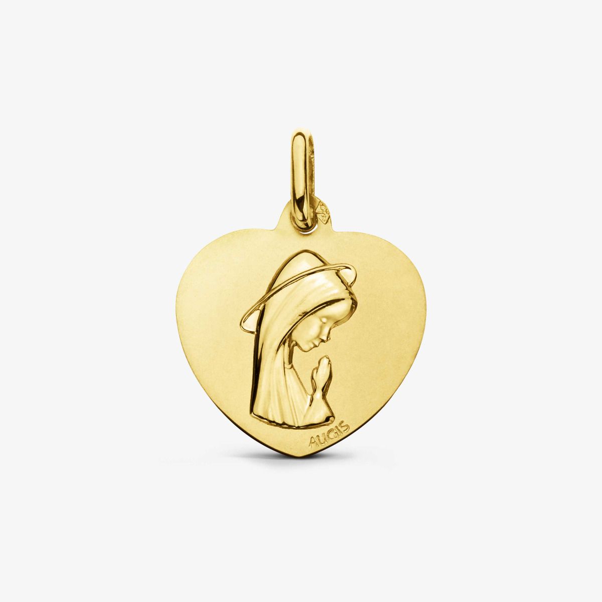 Médaille Cœur Vierge Or Jaune 18 carats - 18 mm