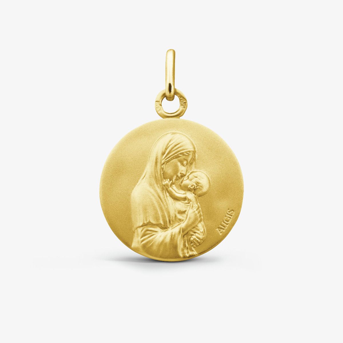 Médaille Vierge Maternelle Or Jaune 18 carats - 18 mm