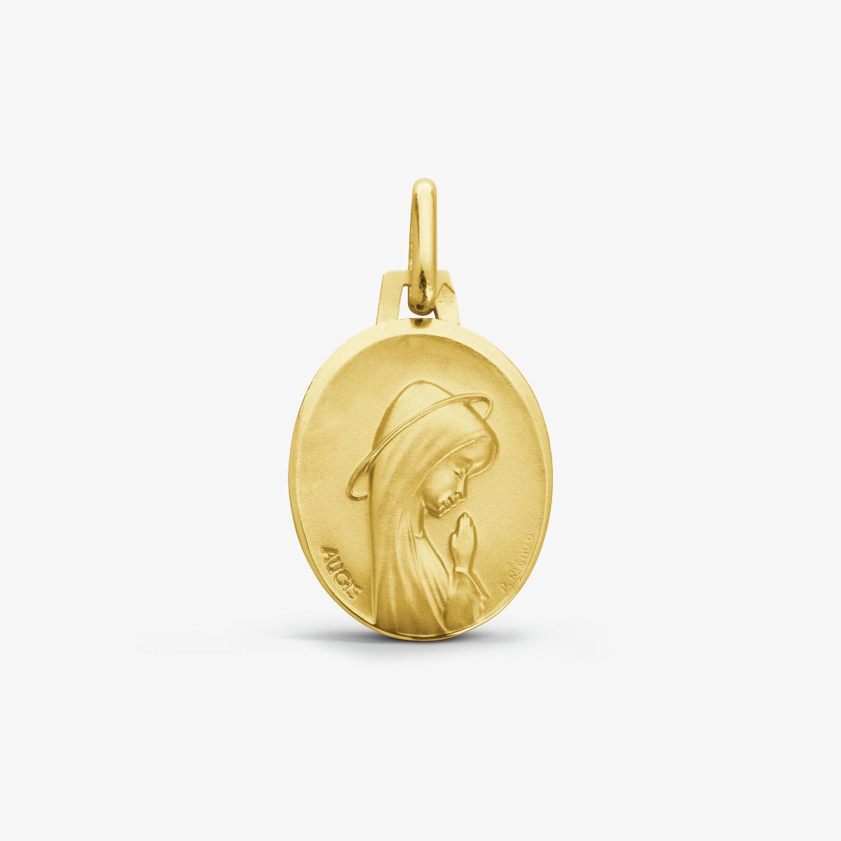 Médaille Vierge Priante Or Jaune 9 carats - 16 mm