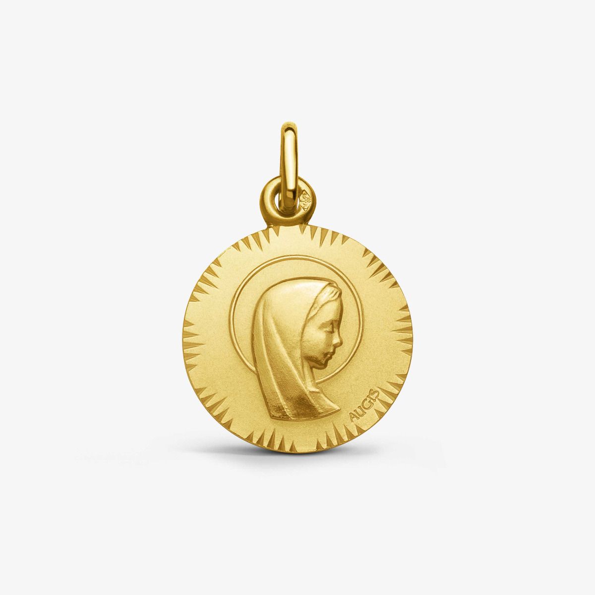 Médaille Vierge Jeune auréolée - Or Jaune 18 carats - 16mm