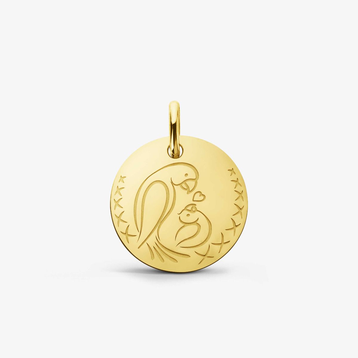 Médaille bébé Love Bird Or Jaune 18 carats - 16 mm