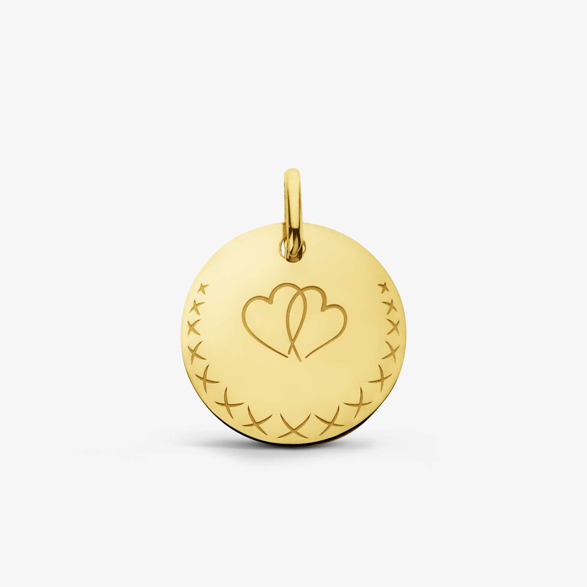 Médaille Love Bird Cœurs Or Jaune 18 carats - 16 mm