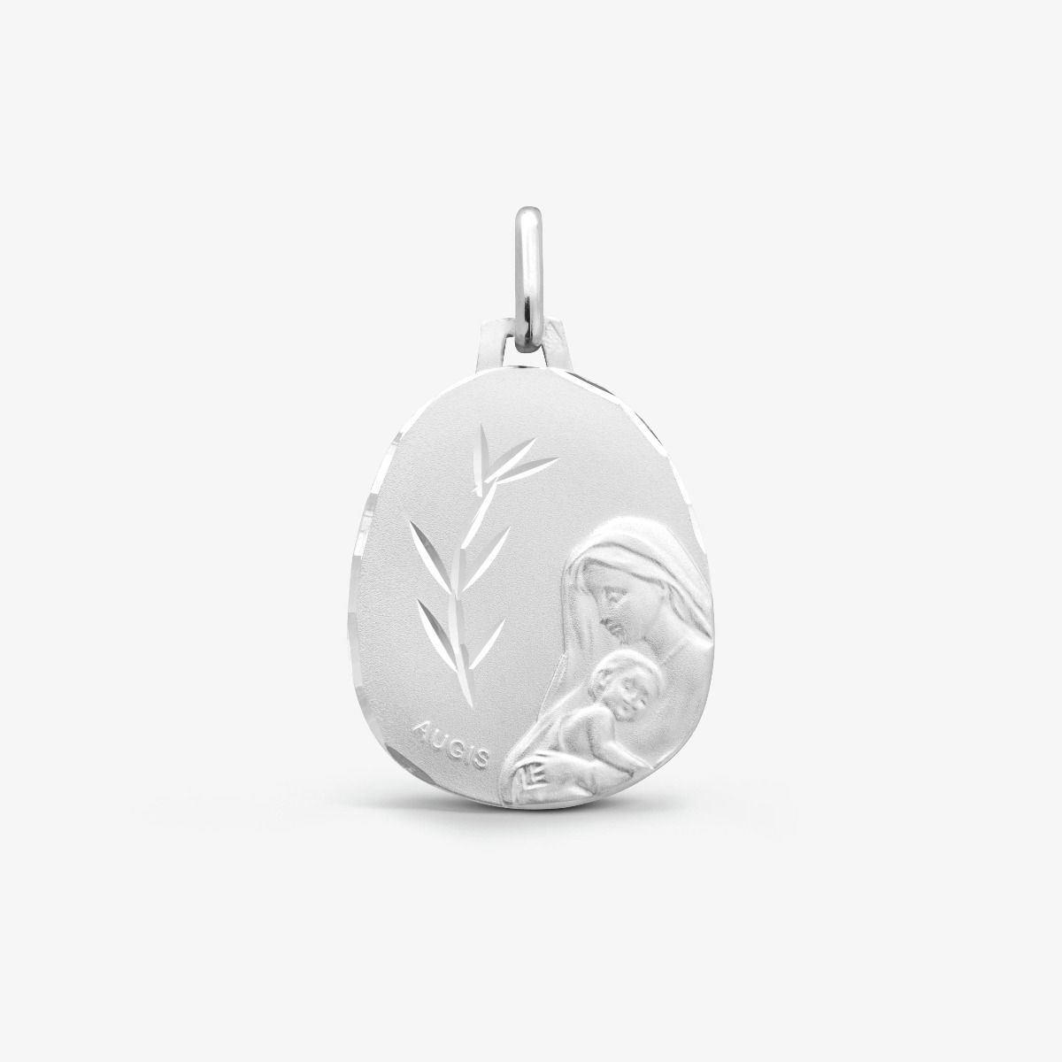 Médaille Vierge à l'Enfant Or Blanc 18 carats - 18 mm